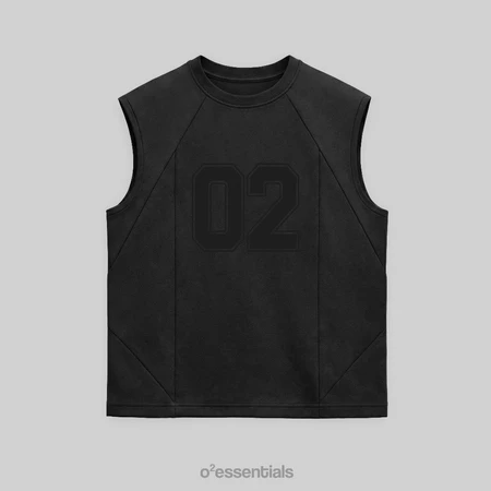 Muscle Shirt – Oversized Cotton Combed Men's Singlet Black Front