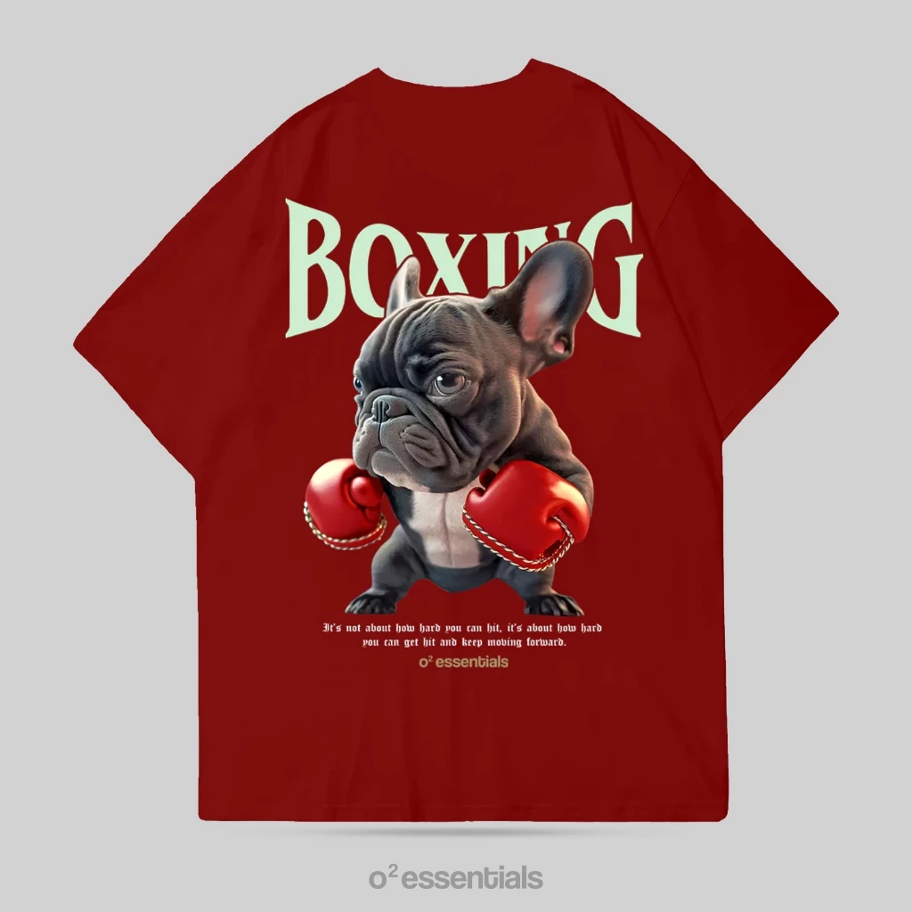 Oversized T-Shirt – Boxing Dog Maroon Back