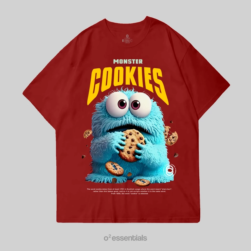 Oversized T-Shirt – Monster Cookies Maroon Front