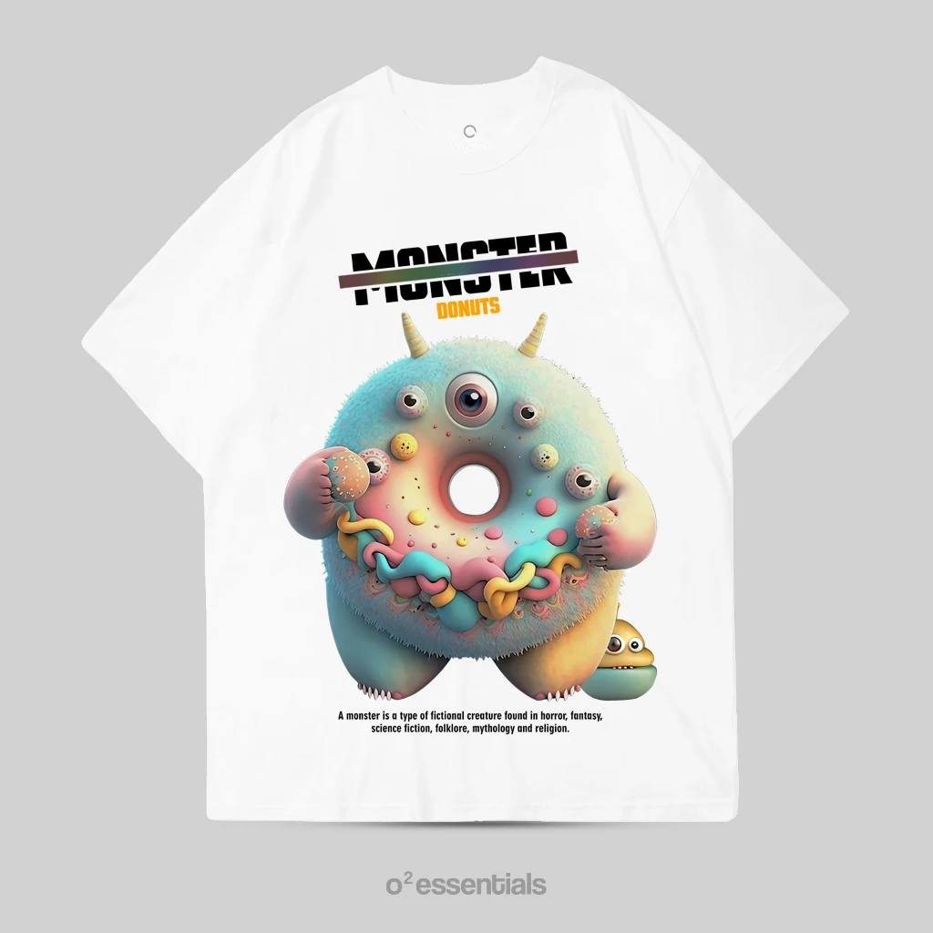 Oversized T-Shirt – Monster Donuts White Front