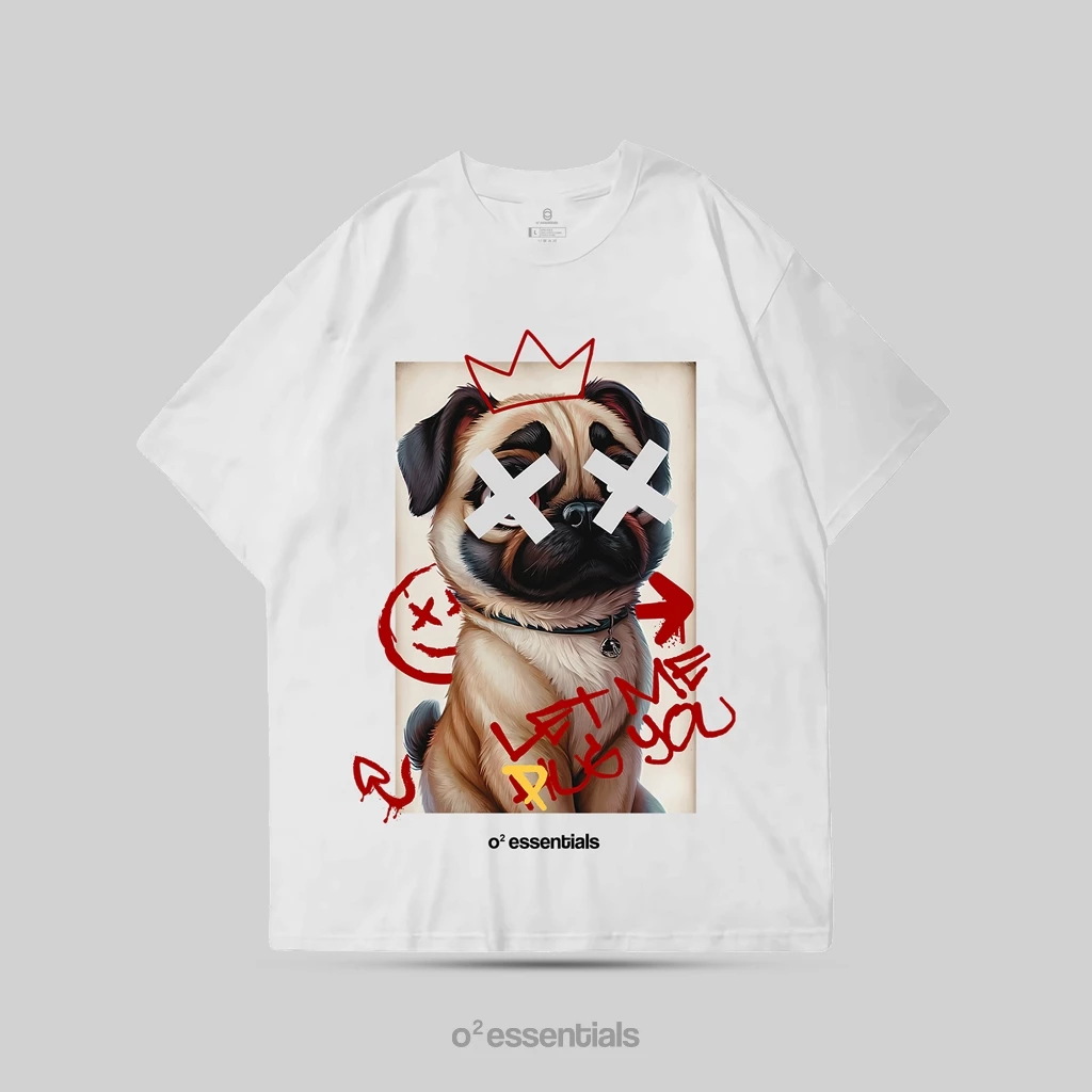 Oversized T-Shirt – Pug Me White Front